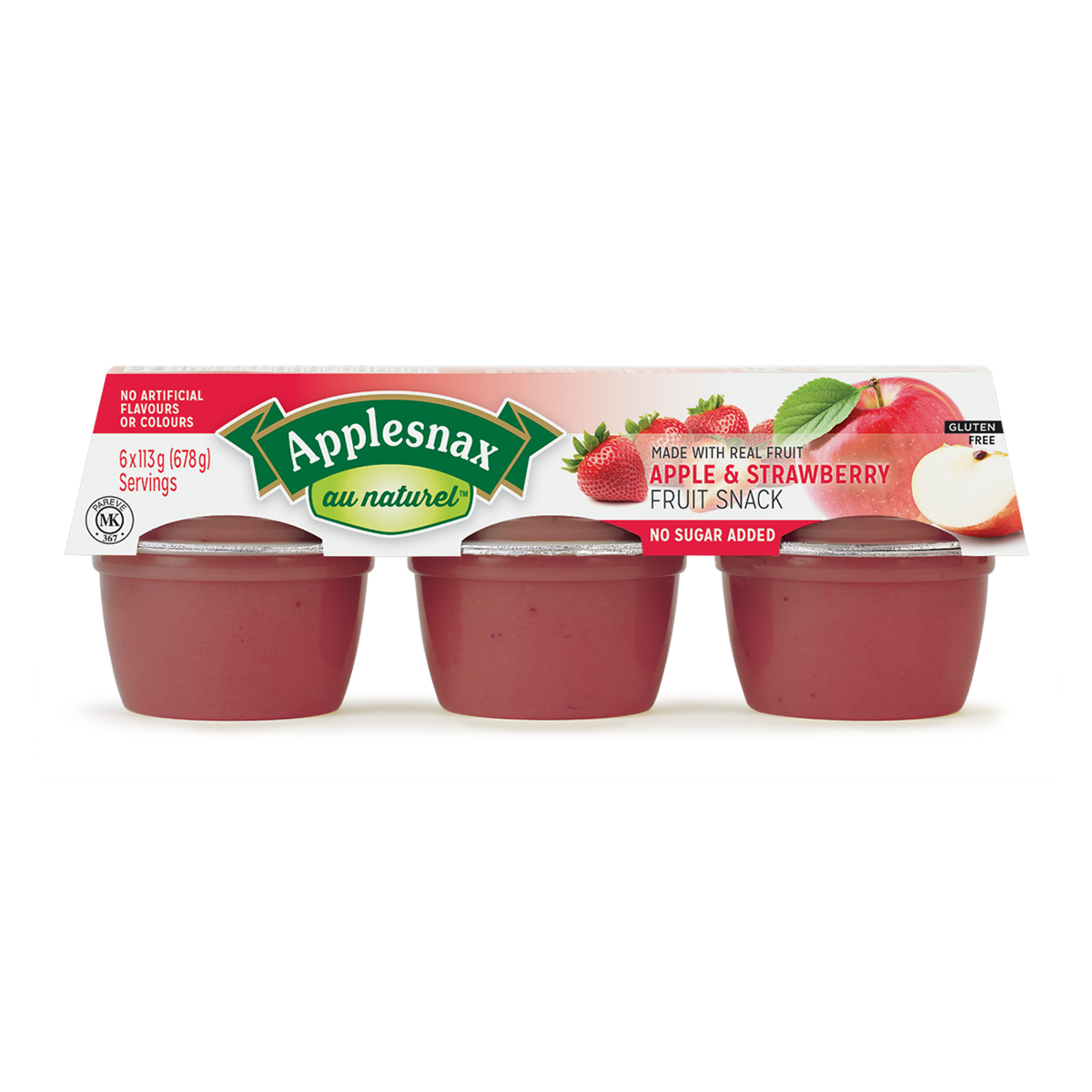 Applesnax  Au Naturel Apple & Strawberry Cups